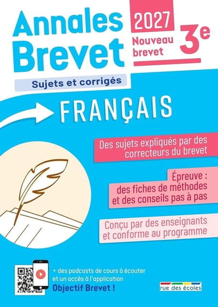 Annales Brevet : Français : 3e - Sujets corrigés et fiches de révisions (édition 2027)