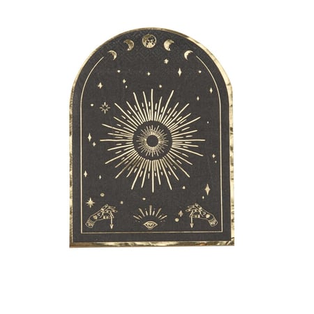 Lot de 16 serviettes Artyfêtes - Halloween Cosmic Spirit - Noir et or - 32 x 23,7 cm - 3 plis