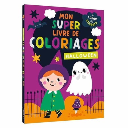Mon super livre de coloriages - 125 coloriages - Halloween - Sorcière -Citrouille