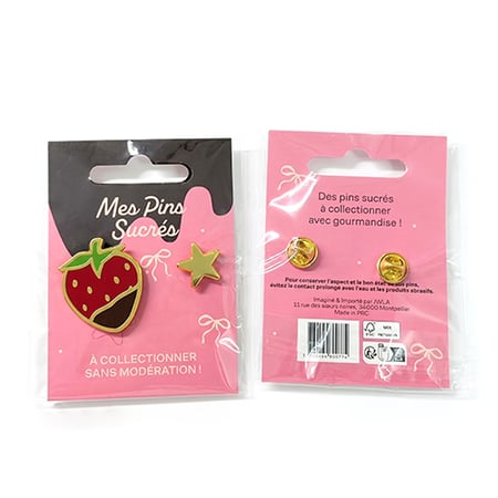 Lot de 2 pin's fraise