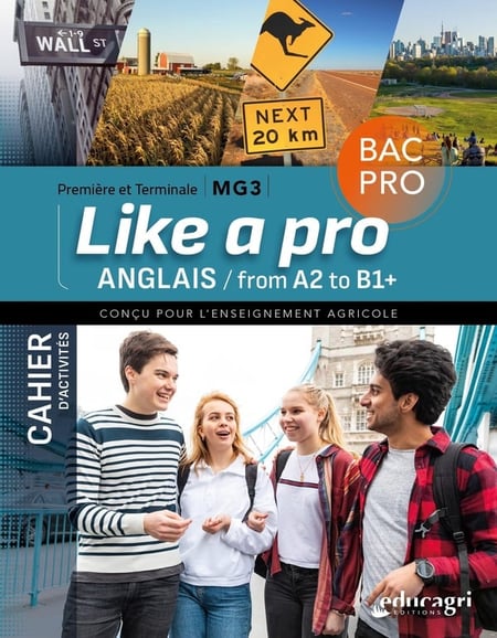 Like a pro : Anglais : Bac PRO MG3 1re et Tle - Cahier d'activités From A2 to B1, conçu pour l'enseignement agricole
