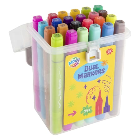 Lot de 24 marqueurs double - avec boite de rangement