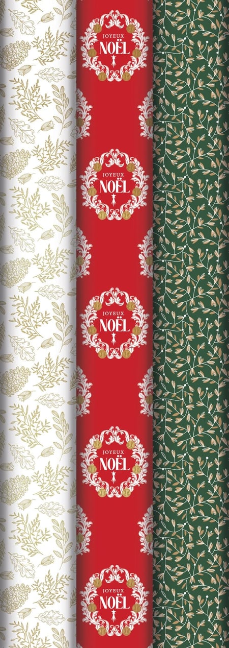 Rouleau de papier cadeau Clairefontaine - Noël - Modèles aléatoires - Vendu à l'unité