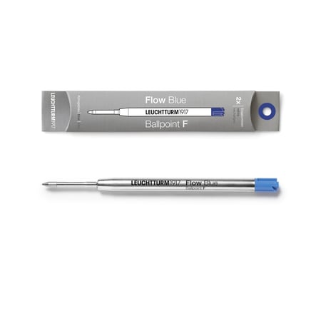 lot de 2 recharges pour stylo-bille Leuchtturm1917 - Drehgriffel Nr. 1 - Pointe fine - Encre bleu