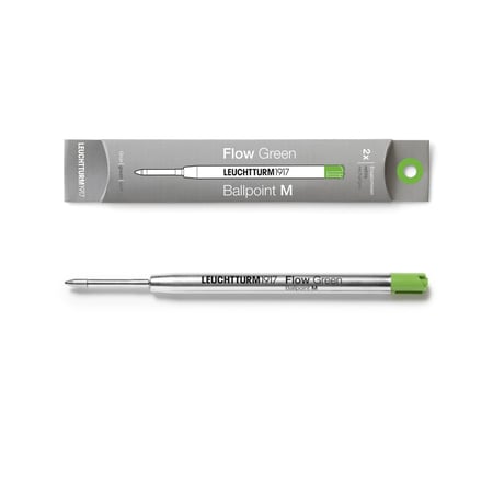 lot de 2 recharges pour stylo-bille Leuchtturm1917 - Drehgriffel Nr. 1 - Pointe moyenne - Encre verte