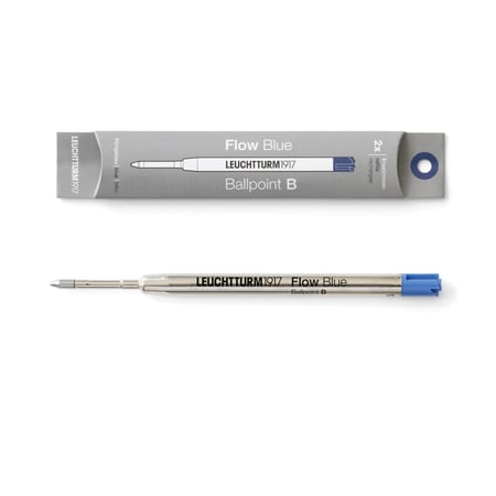 lot de 2 recharges pour stylo-bille Leuchtturm1917 - Drehgriffel Nr. 1 - Pointe moyenne - Encre bleu