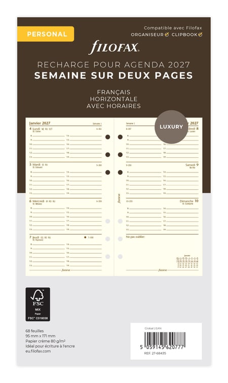 recharge agenda semainier Filofax - crème