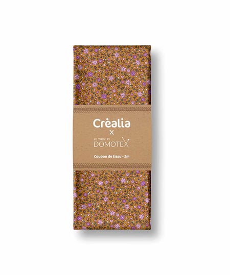 Tissu Domotex - Popeline - Ocre et mauve - 200 x 140 cm