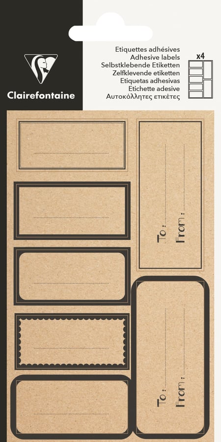 28 étiquettes kraft adhésives - Clairefontaine