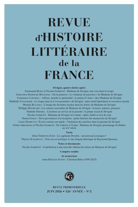 Revue d'histoire littéraire de la France n.126 : Sévigné, quatre siècles après (édition 2026)