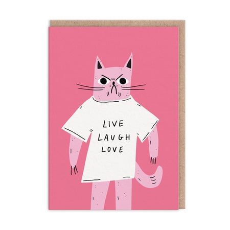 Carte de vœux Ohh Deer - Live Laugh Love Cat