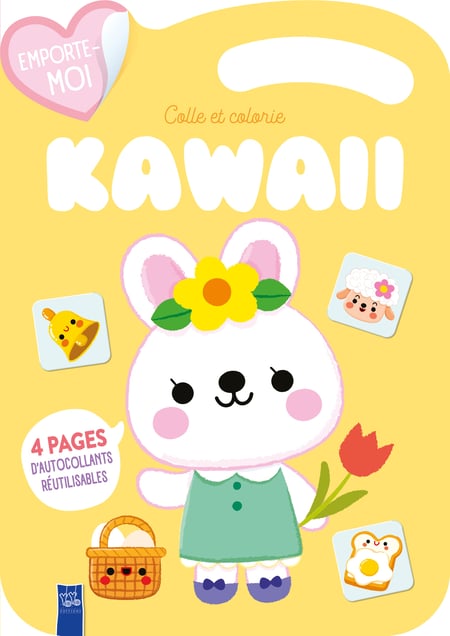 Emporte-moi Colle et colorie Kawaii : Le lapin  - Pâques