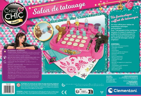 Coffret Salon de tatouage Clementoni - 25 pièces - Gommettes - stickers -  Découpage - Pliage - Collage