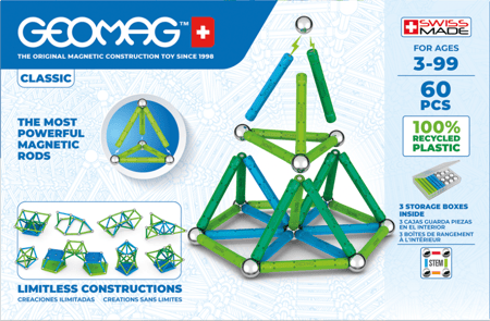 Jeu de construction magnétique 60 pcs Color EcoFriendly GEOMAG : le jeu à  Prix Carrefour