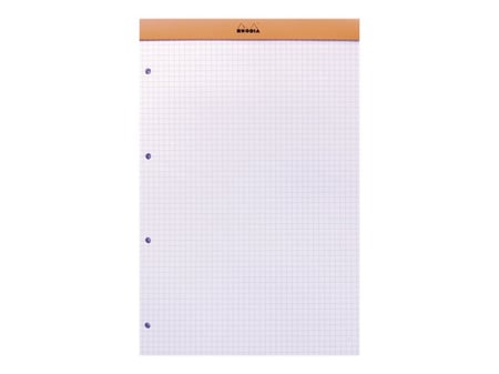 Bloc-notes - Format A4 21 x 29.7 cm - Rhodia - 160 pages petits carreaux -  Orange - Copies - Feuilles