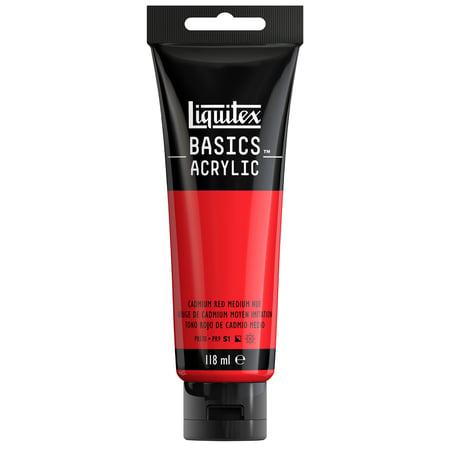 Tube 118 ml de peinture acrylique Liquitex - Basics - rouge cadmium moyen