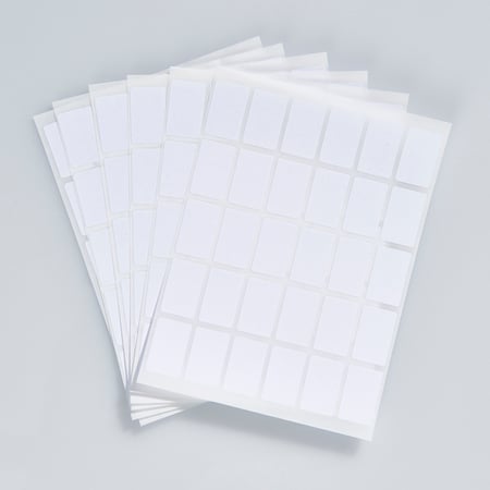 36 étiquettes vêtements autocollantes blanches 13 x 45 mm, Blanc,  inscriptible