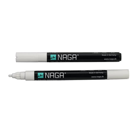 Lot de 2 marqueurs craie - Blanc - Pointe conique large - Naga