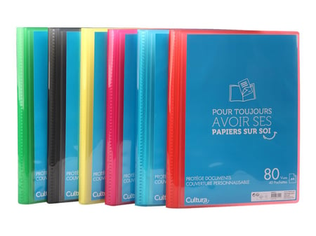 Porte-vue polypro 80 pochettes plastiques - lutin 160 vues bleu