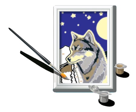 Numéro d'art - mini - Portrait d'un loup - Coffrets Peinture