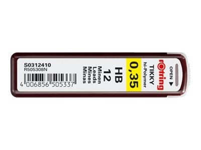 Lot de 12 mines HB - Pointe extra-fine 0.35 mm - Rotring