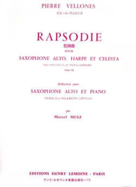 Rapsodie Op.92 - partition saxophone MIB, harpe