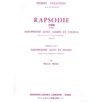 Rapsodie Op.92 - partition saxophone MIB et piano