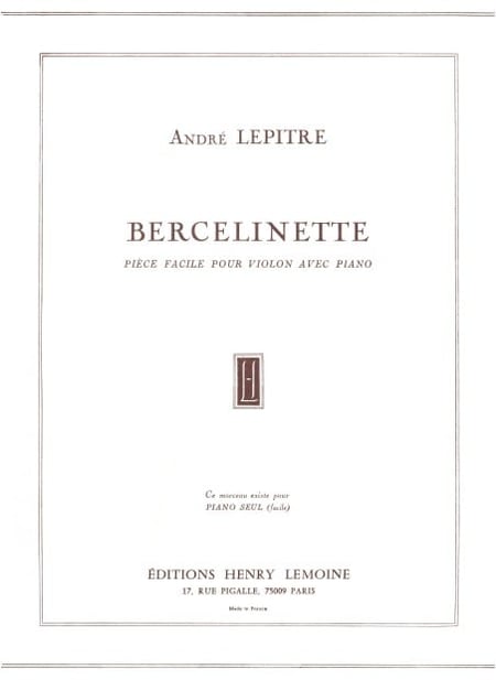 Bercelinette - partition Piano
