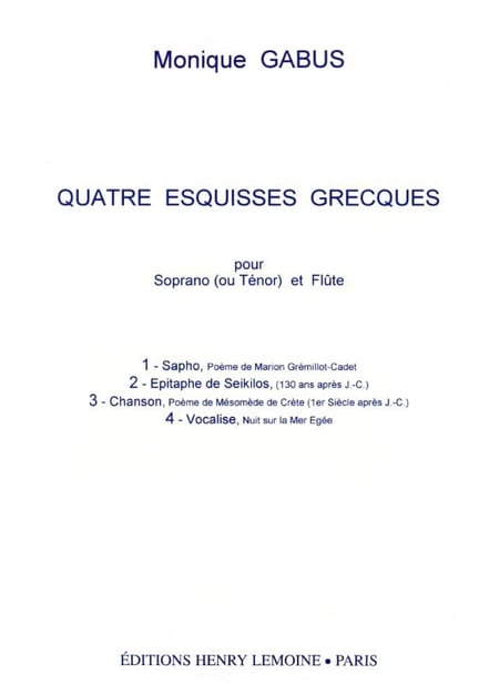 Esquisses Grecques (4) - partition voix et flûte