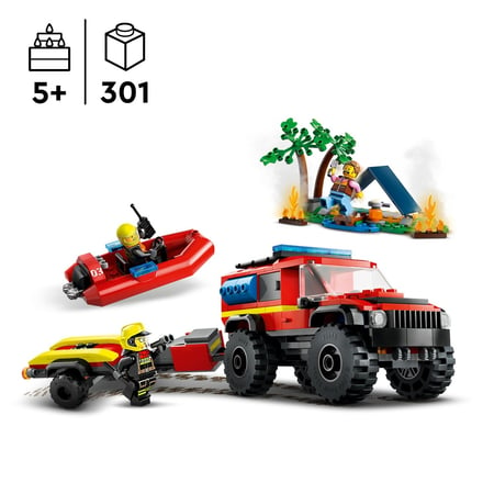 Lego city – Le camion de pompier 4×4 et canot de sauvetage – La Maison du  Cormoran