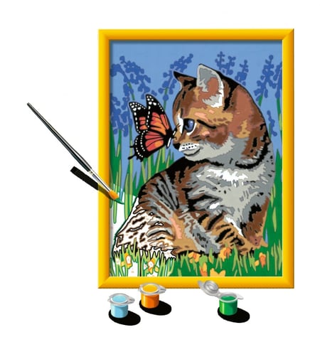 Numéro d'art - moyen - Chat et son compagnon le papillon - Coffrets  Peinture Enfants - Coffrets Créatifs pour enfant