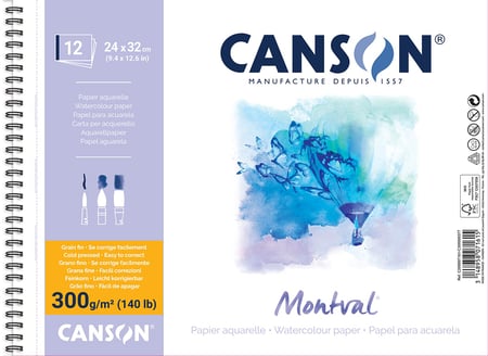 CANSON Montval - Album à spirale avec côté court - reliure à anneaux métalliques - 320 x 240 mm - 12 feuilles