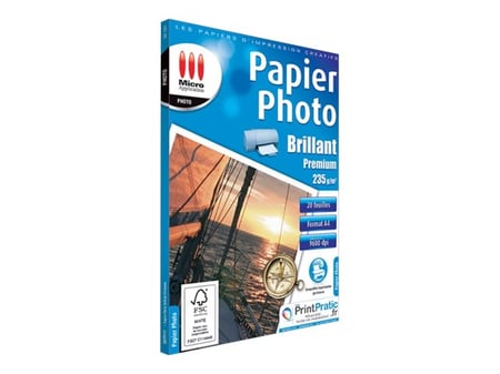 Papier photo A4 brillant haute qualité 235g - 20 feuilles - Papiers photo -  Papiers imprimante - Imprimer