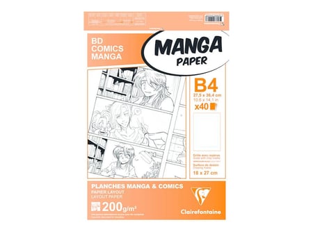 Bloc Manga Planche - format B4 40 feuilles de papier layout 200g