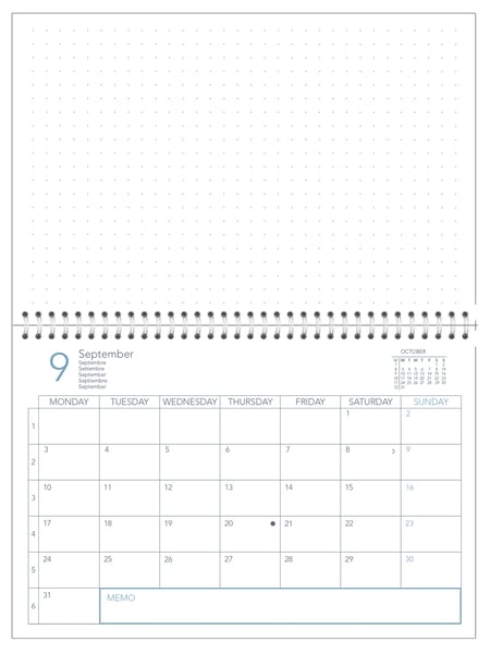 QUO VADIS Calendrier Décembre à Décembre 2024, format 13,5 x 18 cm Bleu