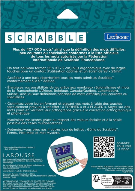 Dictionnaire électronique officiel Scrabbel 2023 Lexibook
