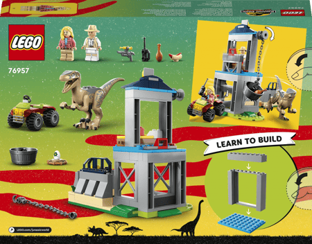 LEGO 76957 Jurassic Park L'Évasion du Vélociraptor, Jouet avec