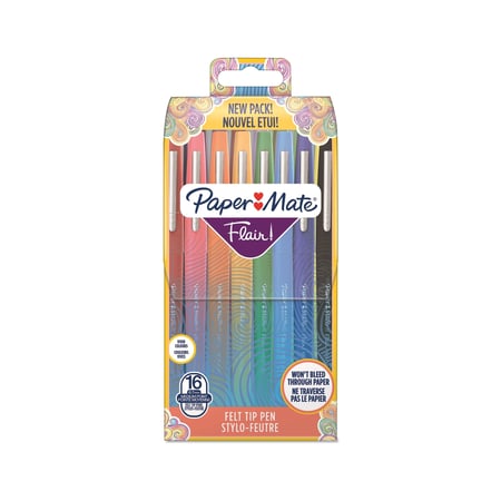 Stylos-feutres Paper Mate - Flair - couleurs assorties - Pointe moyenne -  16 pièces - Stylos Feutre - Stylos