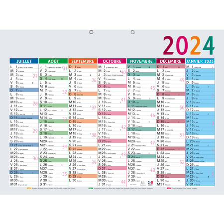 Calendrier recto/verso 2024 Exacompta - 7 mois - Multicolore - 40,5 x 53 cm  - Agendas Civil - Agendas - Calendriers