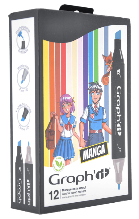 Pochette de 12 markers graph'it manga