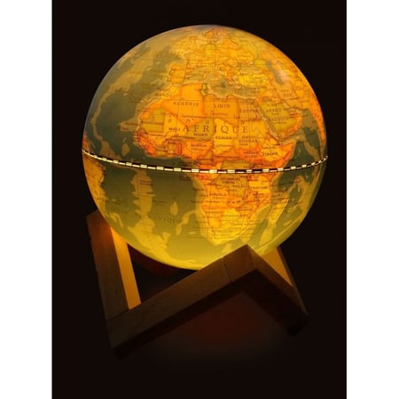 Globe Terrestre Lumineux - Bleu - 14 cm - Support en bois - Guirlandes et  bougies led - Fabriquer son luminaire