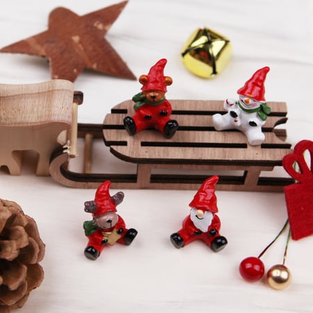 6 Figurines Père Noël En Résine - Mini Décorations De Noël Pour Bureau, Voiture Ou Table - Cadeau Festif Et Déco D'intérieur
