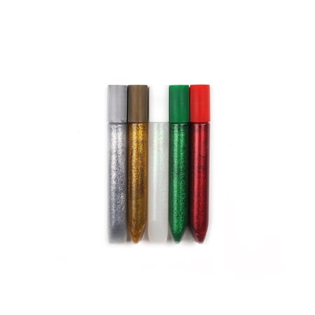 5 tubes colle paillettes noel - 15 g - 3 coloris: blanc, vert fonce, rouge  - Plastique créatif - Supports de dessin et coloriage