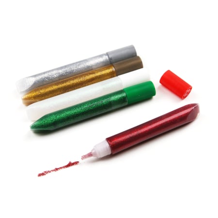 5 tubes colle paillettes noel - 15 g - 3 coloris: blanc, vert fonce, rouge  - Plastique créatif - Supports de dessin et coloriage
