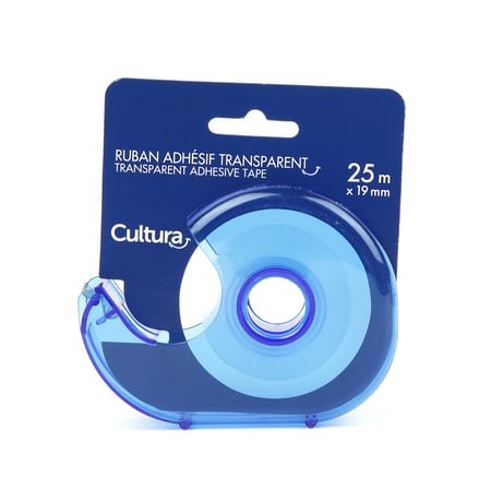 Dévidoir et rouleau de ruban adhésif Cultura - Bleu transparent - 25 x 19  mm - Rubans adhésifs - Scotch - Coller - Fixer