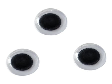 Lot de 3 paires de grands Yeux ovales à pupille mobile Haut. 20mm x larg.  15mm, à coll - Yeux mobiles à coller - Creavea