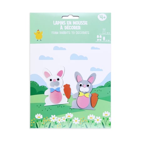 Kit Loisir Créatif 12 lapins de Pâques à décorer et à suspendre