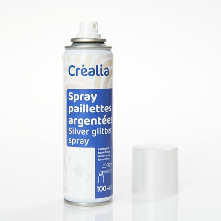 Paillettes argentées en spray Créalia - 100 ml - Peinture multi-supports