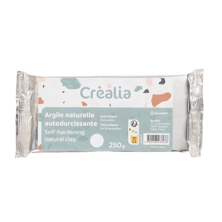 Argile naturelle autodurcissante extra-blanche Créalia - 250 g