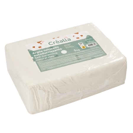 Argile naturelle autodurcissante extra-blanche Créalia - 5 kg